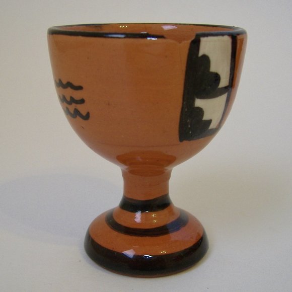 Egg Cups Peru Set of 6 Vintage Clay Pottery Brown Fish Llama Aztec Collectible - Picture 9 of 13